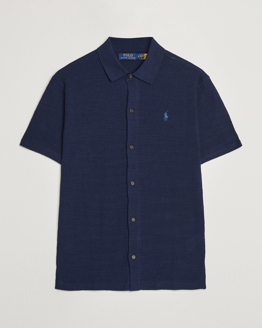 Heren | Overhemden | Polo Ralph Lauren | Textured Knitted Short Sleeve Shirt Bright Navy