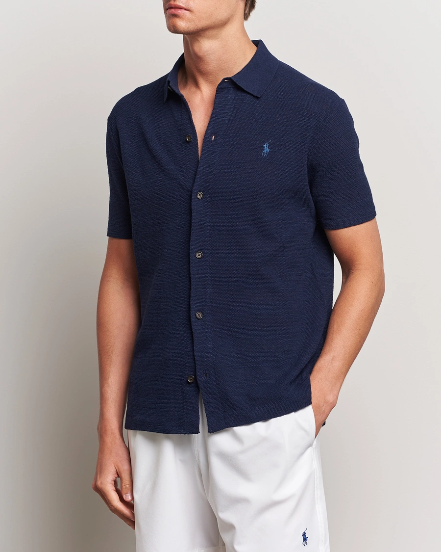 Heren |  | Polo Ralph Lauren | Textured Knitted Short Sleeve Shirt Bright Navy