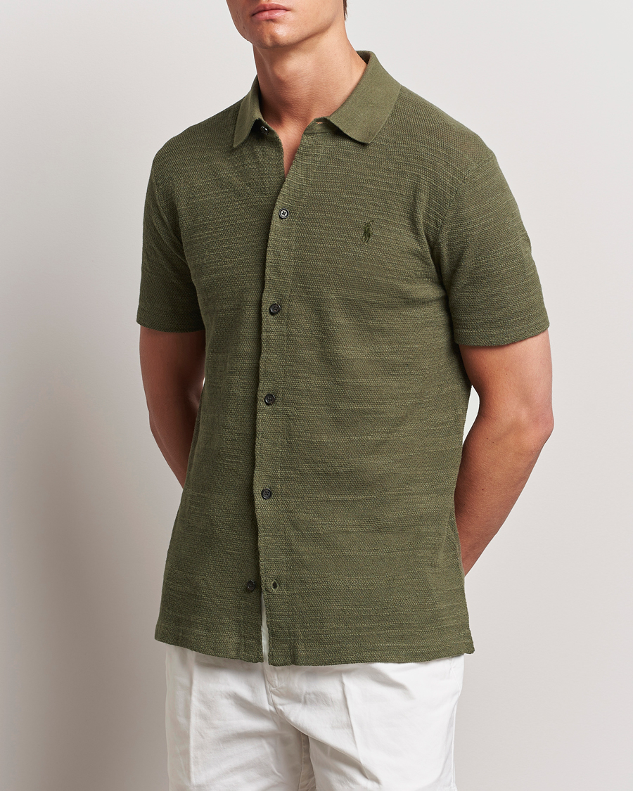 Heren | Overhemden | Polo Ralph Lauren | Textured Knitted Short Sleeve Shirt Thermal Green