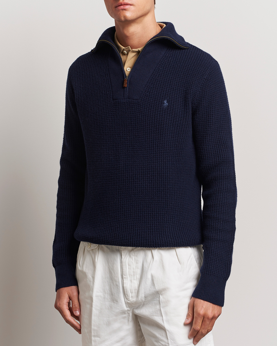 Heren | Truien | Polo Ralph Lauren | Cotton/Wool Knitted Half Zip Hunter Navy