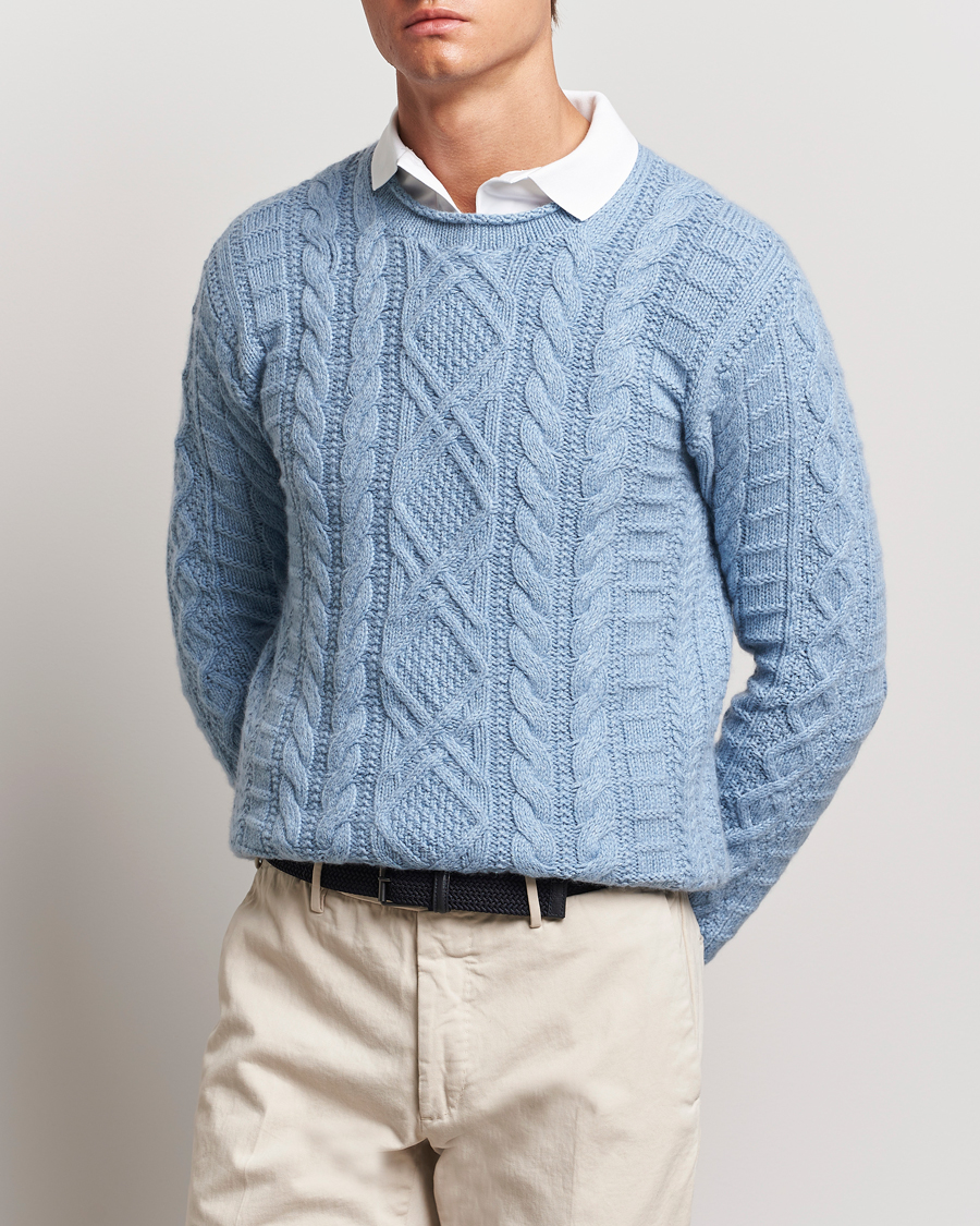 Heren |  | Polo Ralph Lauren | Cotton Aran Knitted Sweater Light Chambray Heather