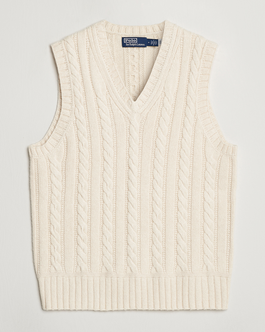 Heren | Truien | Polo Ralph Lauren | Cotton Aran Knitted Vest Cream