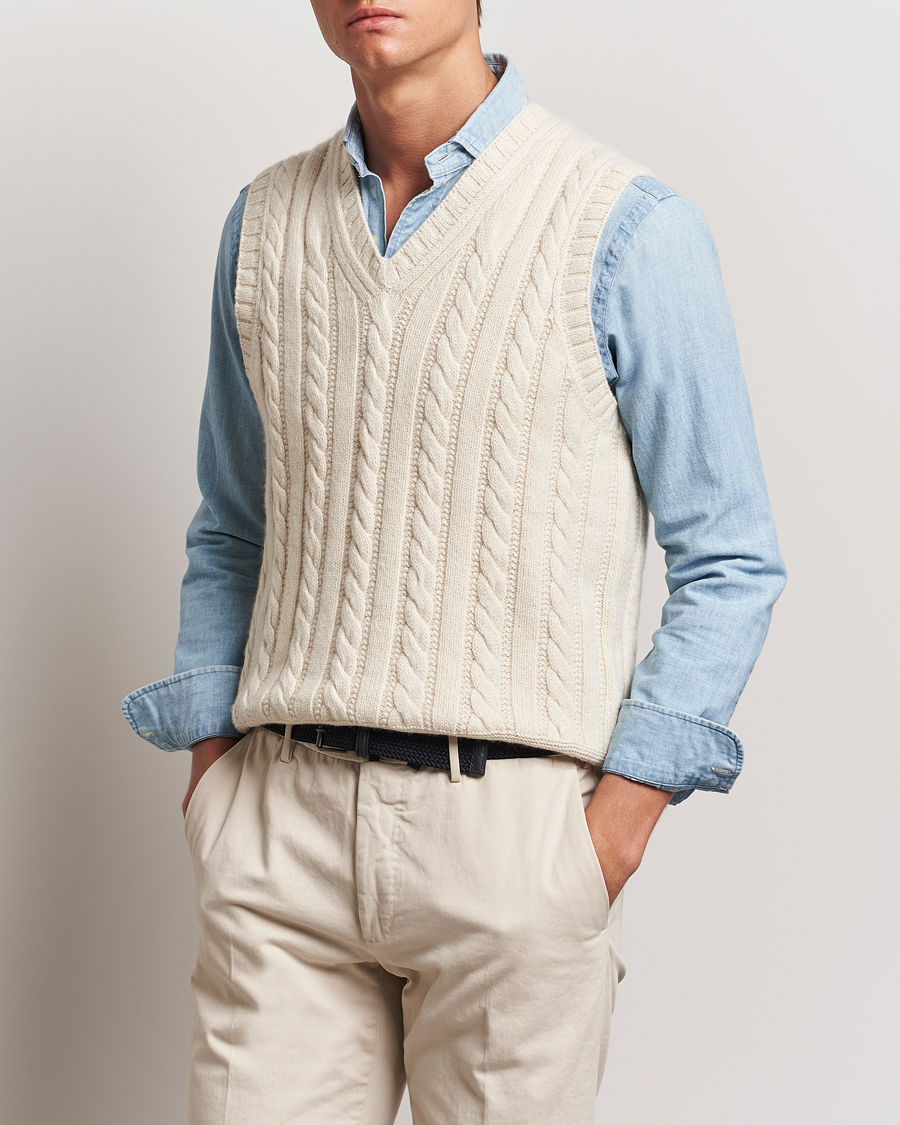 Heren | Nieuws | Polo Ralph Lauren | Cotton Aran Knitted Vest Cream