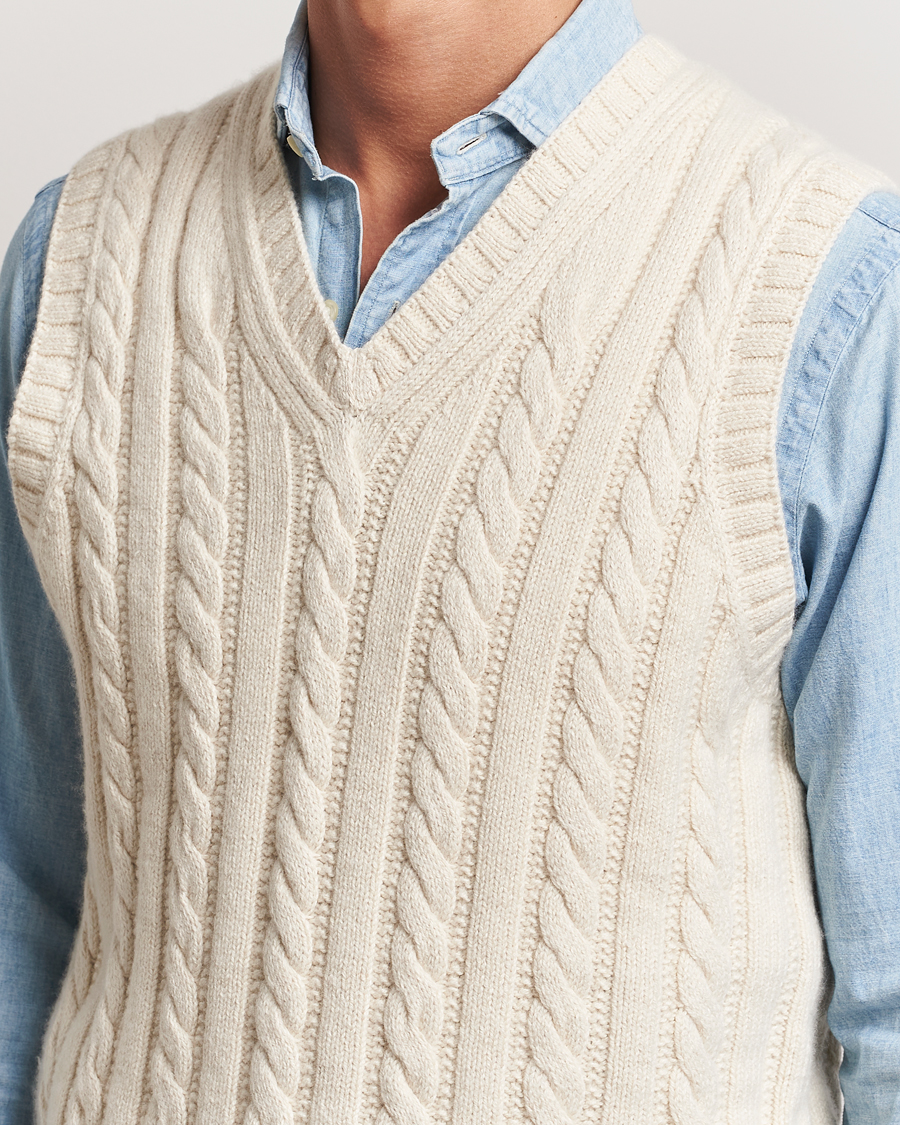 Heren | Truien | Polo Ralph Lauren | Cotton Aran Knitted Vest Cream