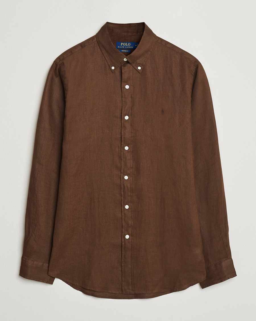Heren | Overhemden | Polo Ralph Lauren | Custom Fit Linen Button Down Chocolate Mousse