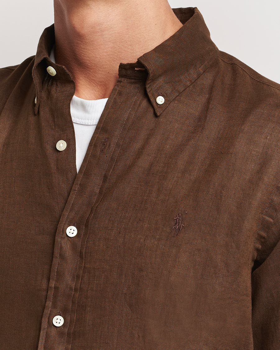 Heren | Overhemden | Polo Ralph Lauren | Custom Fit Linen Button Down Chocolate Mousse