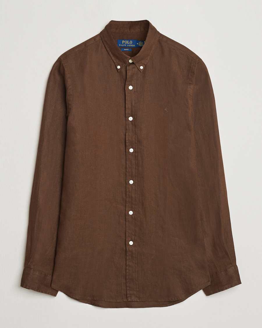 Heren | Overhemden | Polo Ralph Lauren | Slim Fit Linen Button Down Shirt Chocolate Mousse