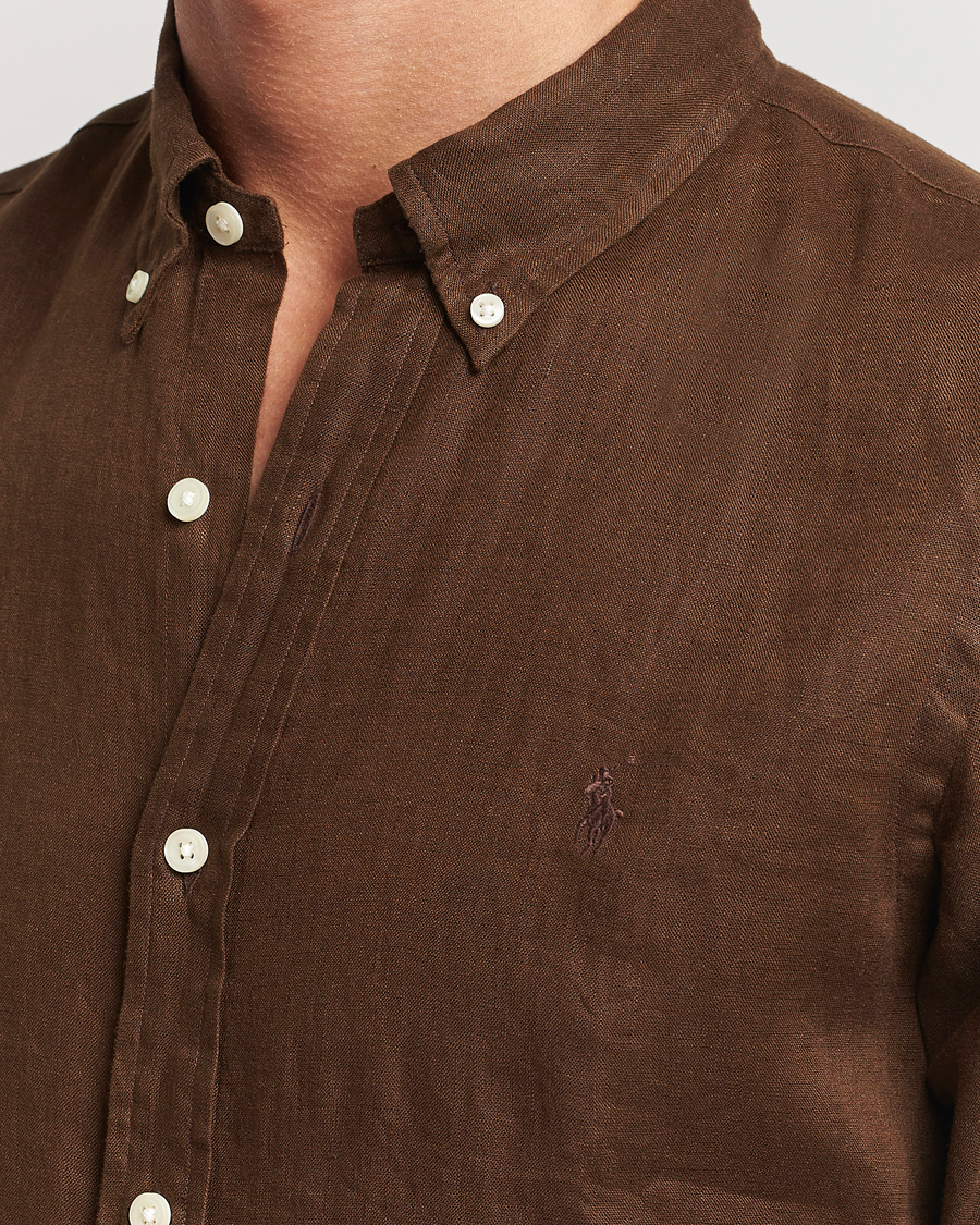 Heren | Overhemden | Polo Ralph Lauren | Slim Fit Linen Button Down Shirt Chocolate Mousse