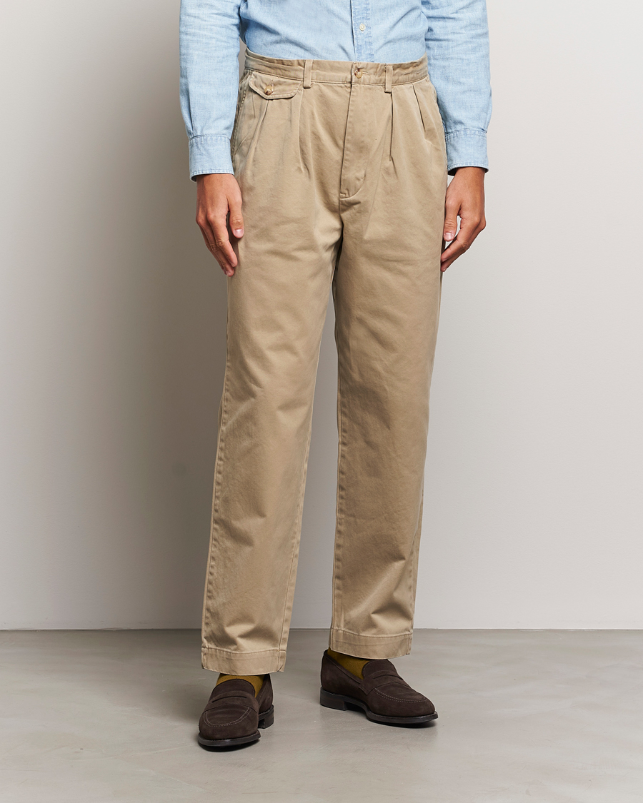 Heren | Broeken | Polo Ralph Lauren | Rustic Twill Pleated Worker Trousers RL Khaki