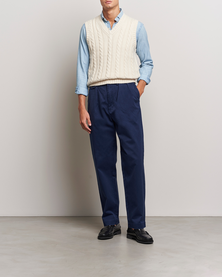 Heren | Broeken | Polo Ralph Lauren | Rustic Twill Pleated Worker Trousers Newport Navy