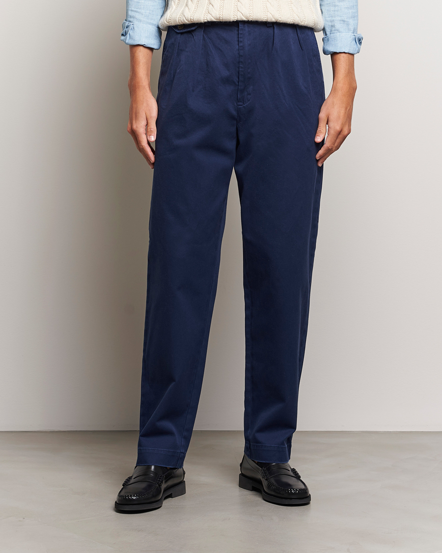 Heren | Broeken | Polo Ralph Lauren | Rustic Twill Pleated Worker Trousers Newport Navy
