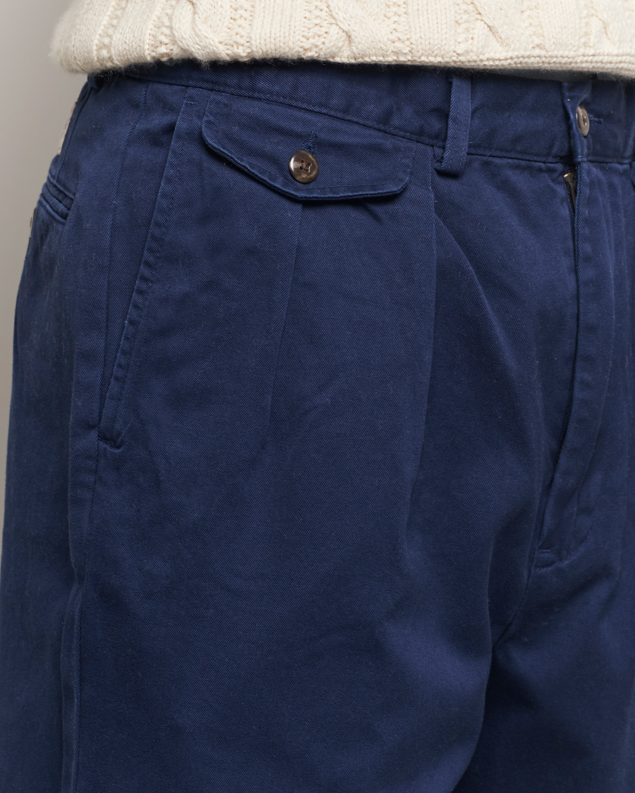 Heren | Broeken | Polo Ralph Lauren | Rustic Twill Pleated Worker Trousers Newport Navy
