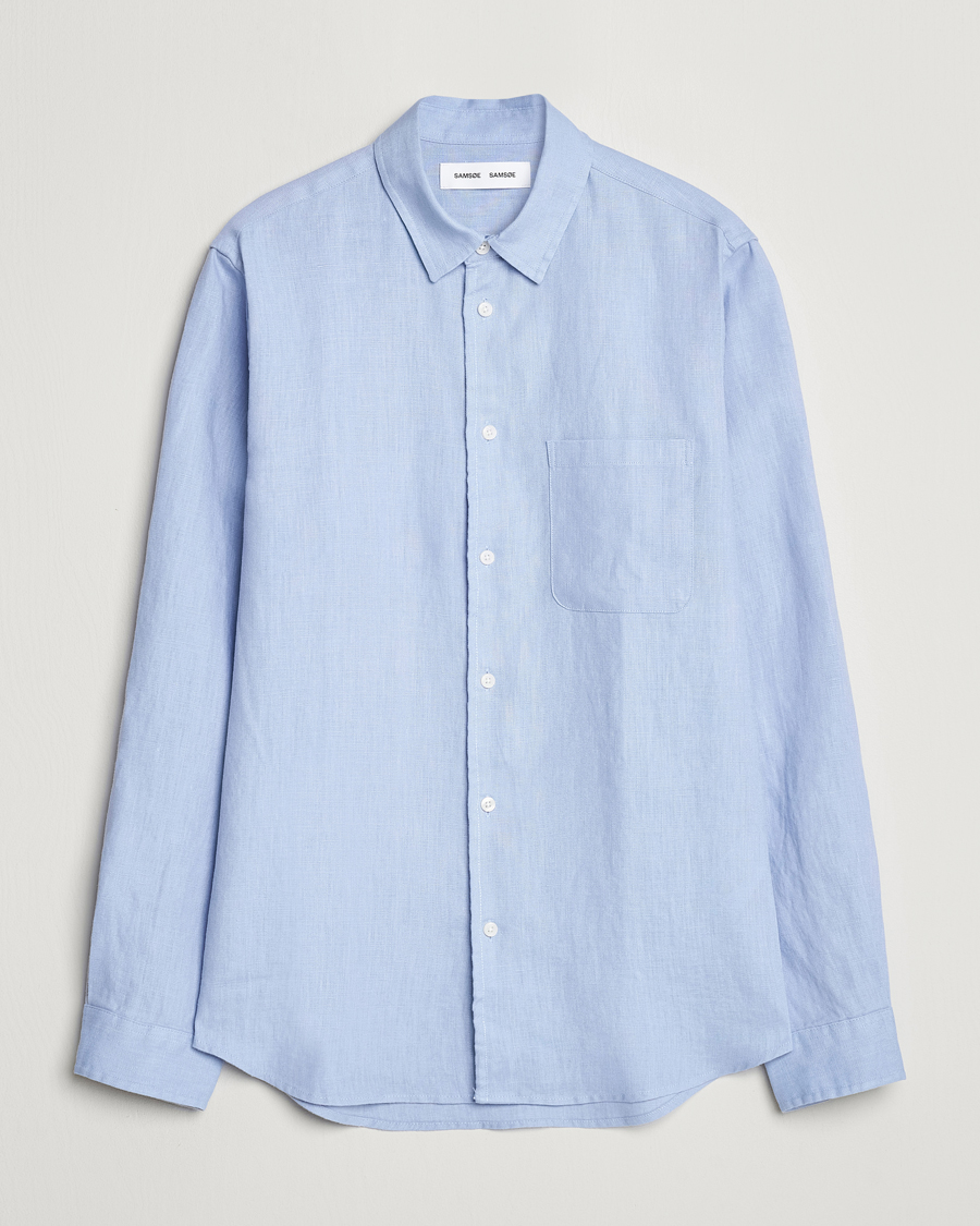 Heren | Overhemden | Samsøe Samsøe | Liam Linen Shirt Brunnera Blue