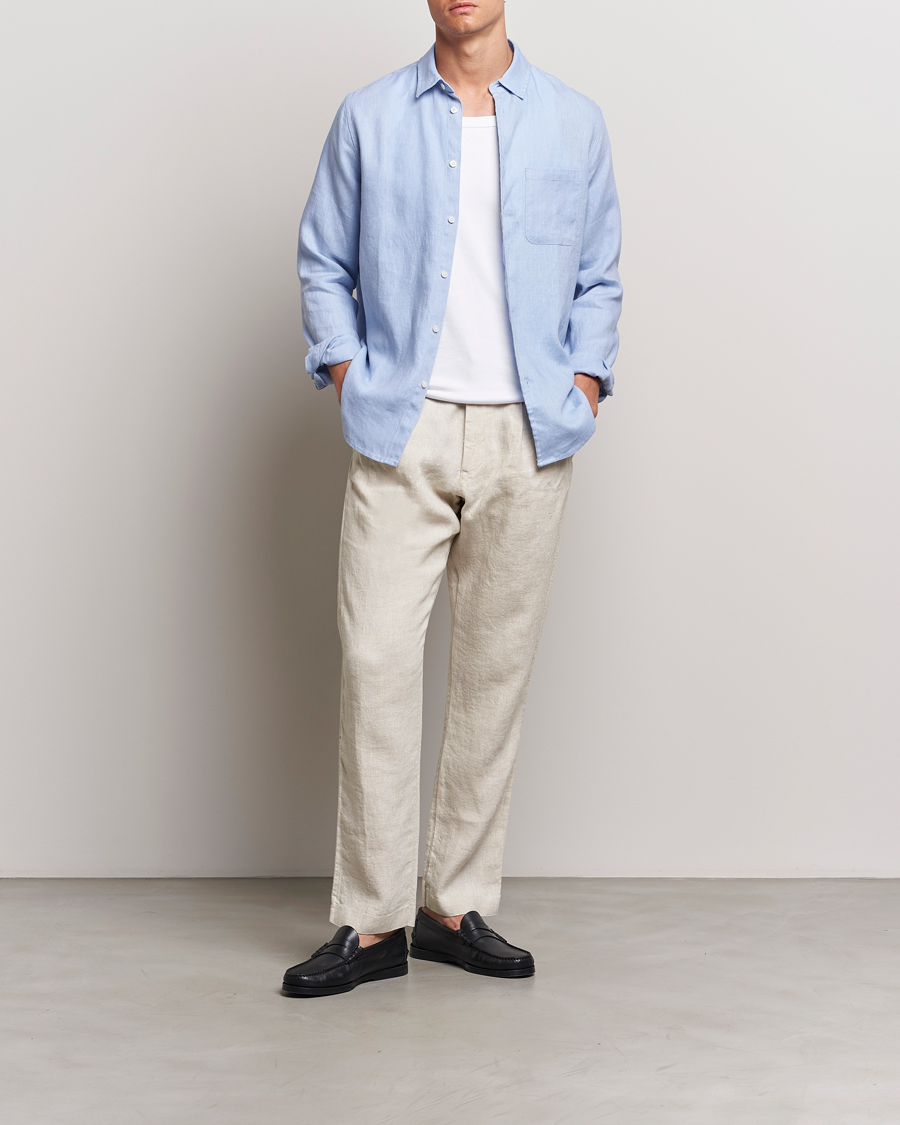 Heren | Overhemden | Samsøe Samsøe | Liam Linen Shirt Brunnera Blue