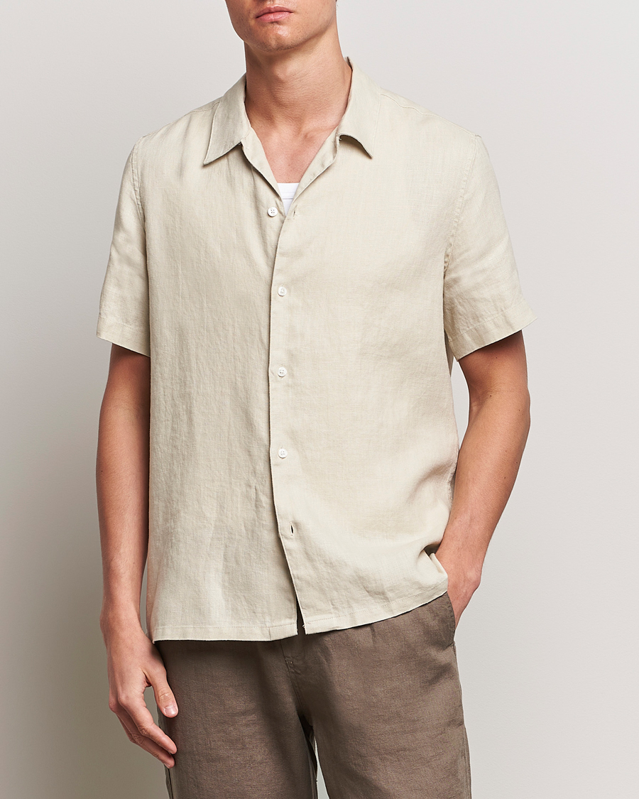 Heren | Overhemden met korte mouwen | Samsøe Samsøe | Saavan Linen Short Sleeve Shirt Castle Wall