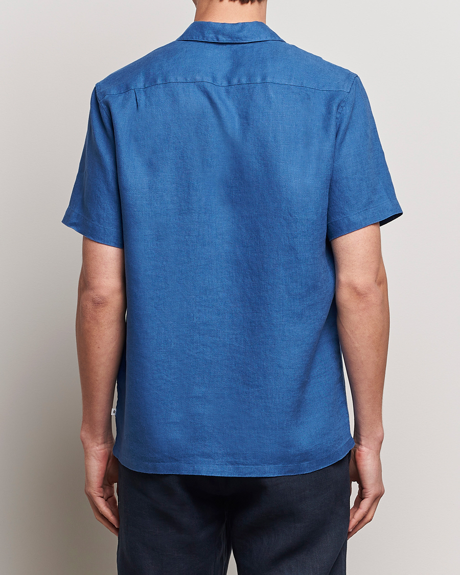 Heren | Overhemden | Samsøe Samsøe | Saavan Linen Short Sleeve Shirt Déja Vu Blue
