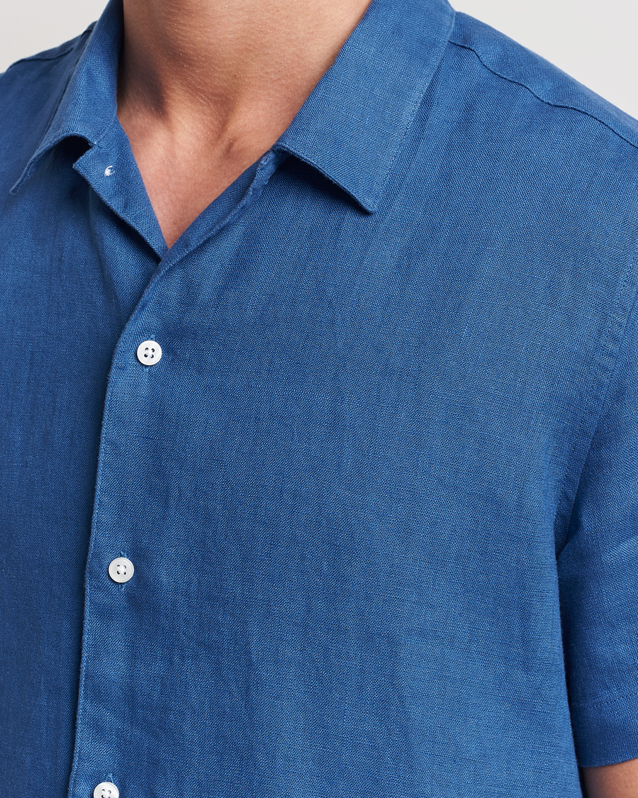 Heren | Overhemden | Samsøe Samsøe | Saavan Linen Short Sleeve Shirt Déja Vu Blue
