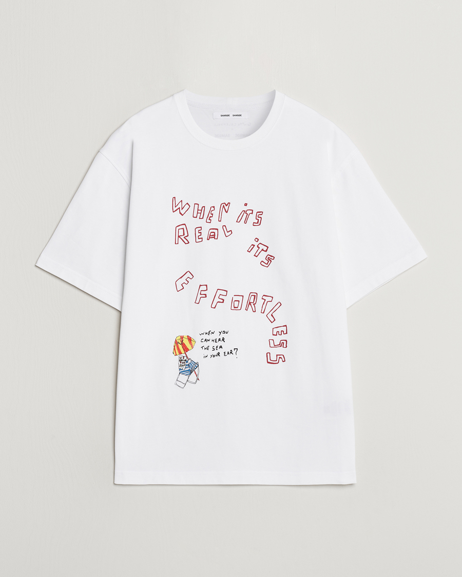 Heren | T-shirts | Samsøe Samsøe | Sagiotto Printed Crew Neck T-Shirt White Effortless