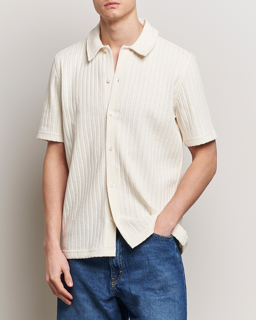 Heren | Overhemden met korte mouwen | Samsøe Samsøe | Sakvistbro Structured Short Sleeve Shirt Clear Cream