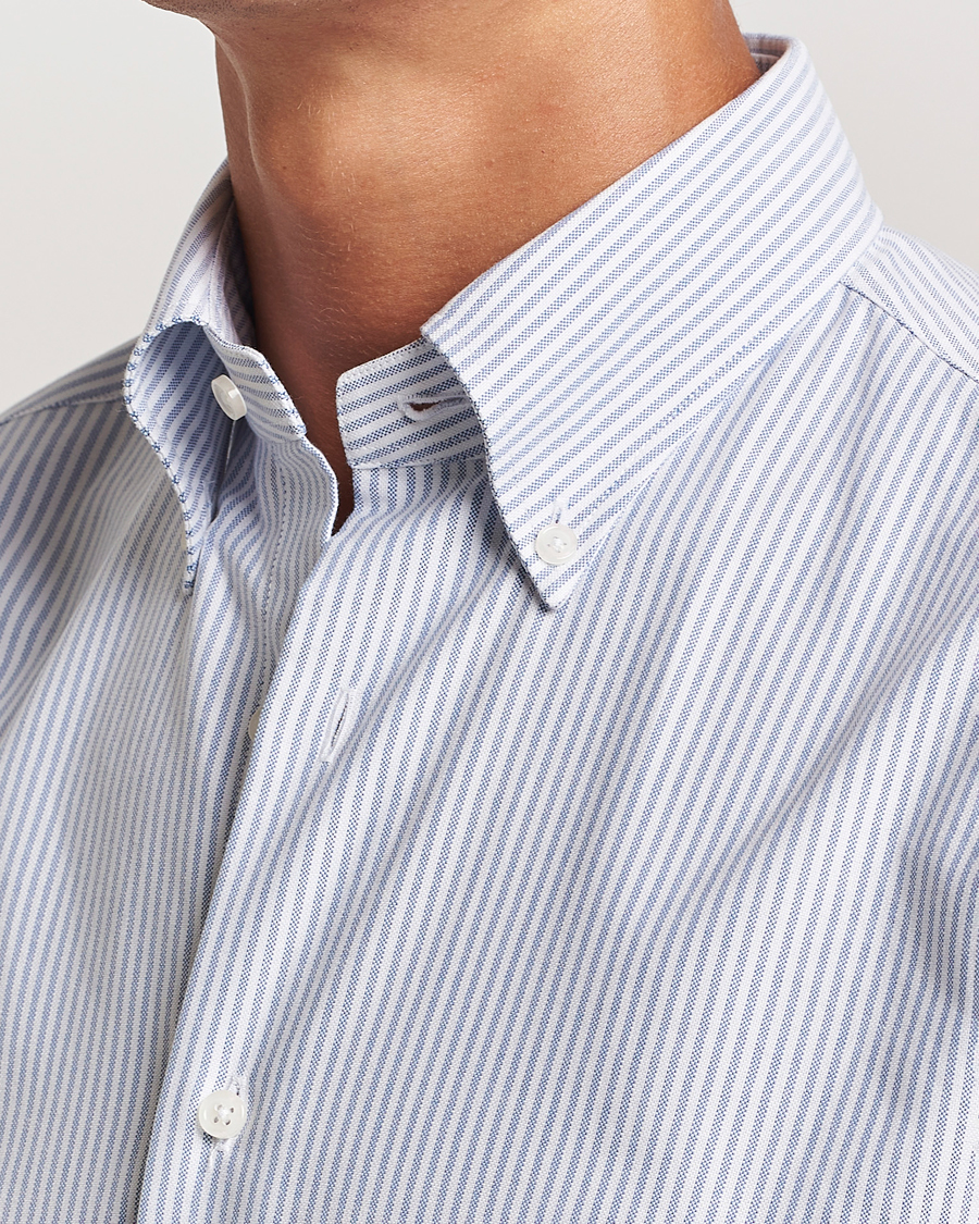 Heren | Overhemden | Grigio | Oxford Button Down Shirt Light Blue Stripe