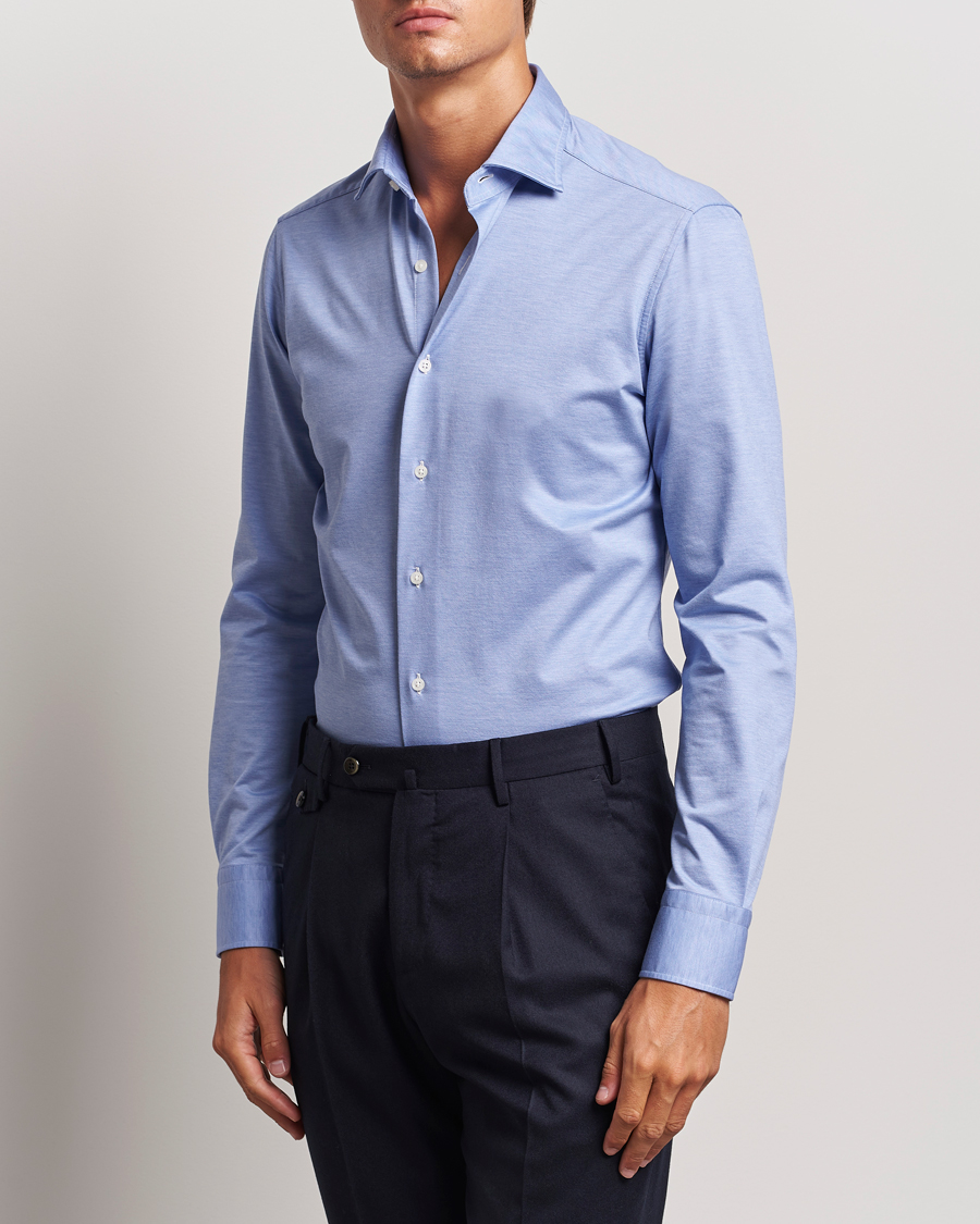 Heren | Overhemden | Grigio | Cotton Jersey Shirt Light Blue