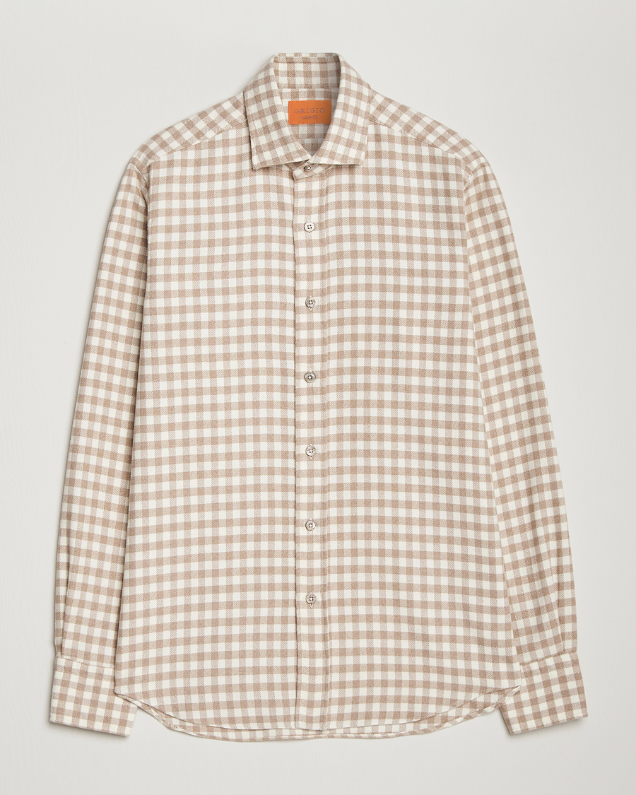 Heren | Overhemden | Grigio | Washed Flannel Shirt Beige Check