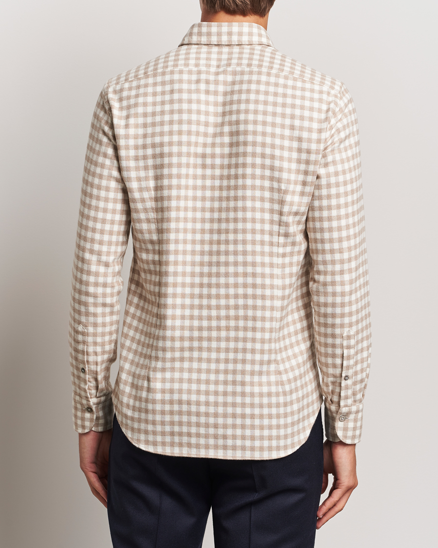 Heren | Overhemden | Grigio | Washed Flannel Shirt Beige Check