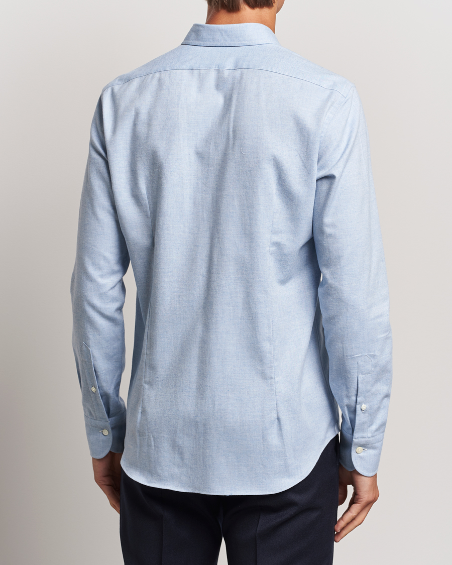 Heren | Overhemden | Grigio | Washed Flannel Shirt Light Blue