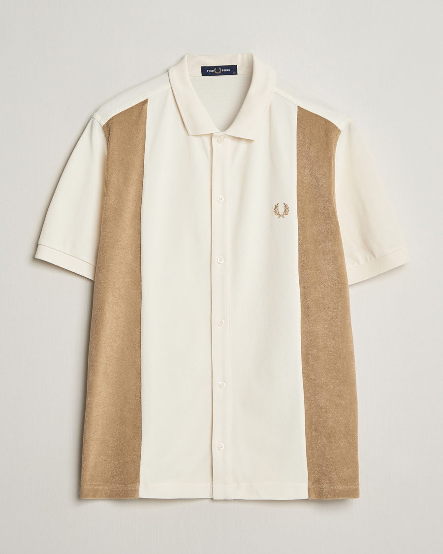 Heren | Overhemden | Fred Perry | Towelling Panel Polo Short Sleeve Shirt Ecru