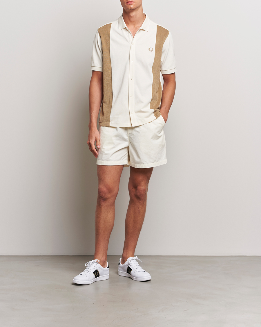 Heren | Overhemden | Fred Perry | Towelling Panel Polo Short Sleeve Shirt Ecru