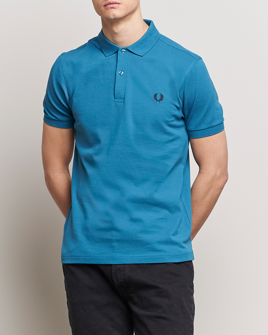 Heren | Best of British | Fred Perry | Plain Polo Shirt Ocean Blue