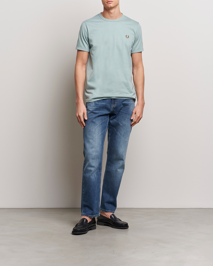 Heren | T-shirts | Fred Perry | Ringer T-Shirt Silver Blue
