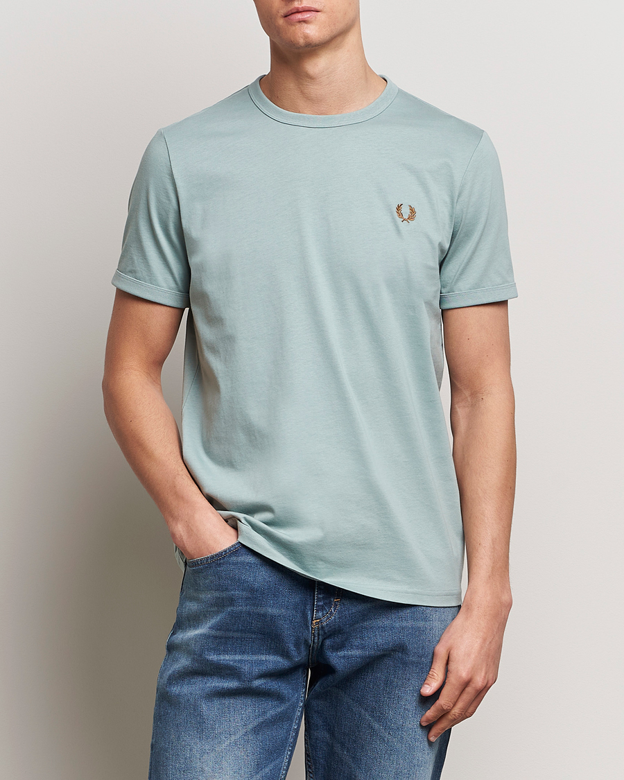 Men |  | Fred Perry | Ringer T-Shirt Silver Blue