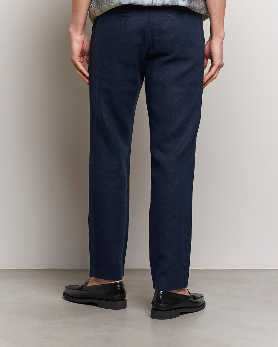 Heren | Broeken | NN07 | Theo Linen Trousers Navy Blue