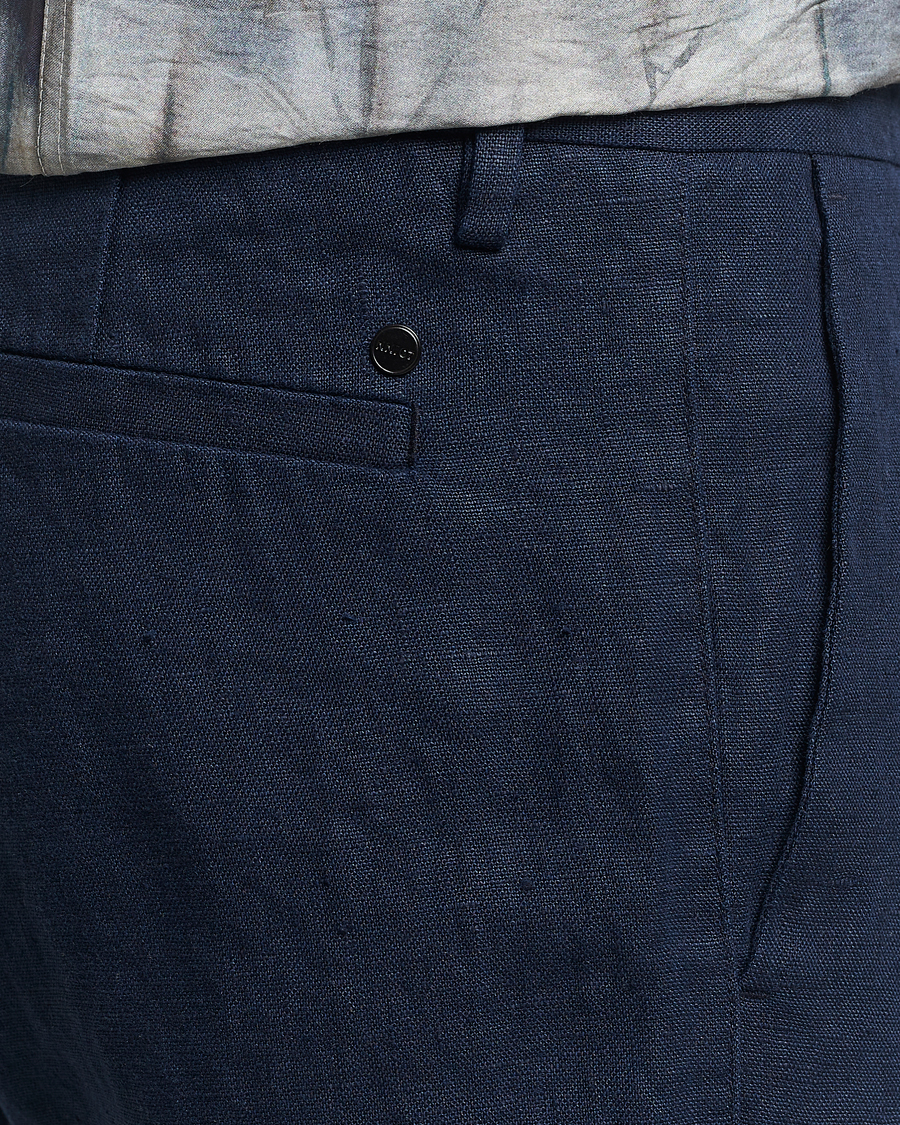 Heren | Broeken | NN07 | Theo Linen Trousers Navy Blue