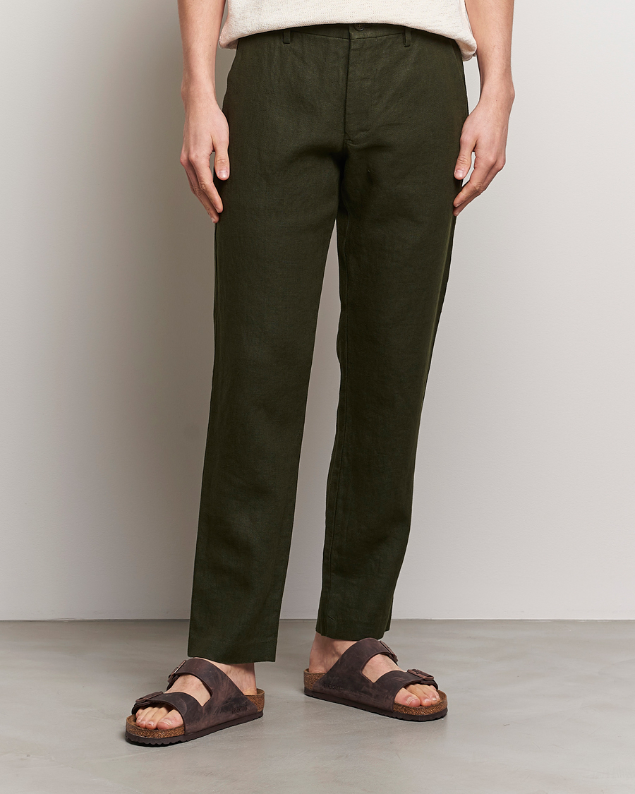 Heren | Broeken | NN07 | Theo Linen Trousers Rosin Green