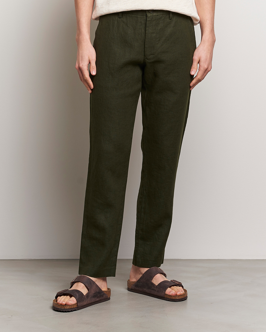 Heren | Nieuws | NN07 | Theo Linen Trousers Rosin Green