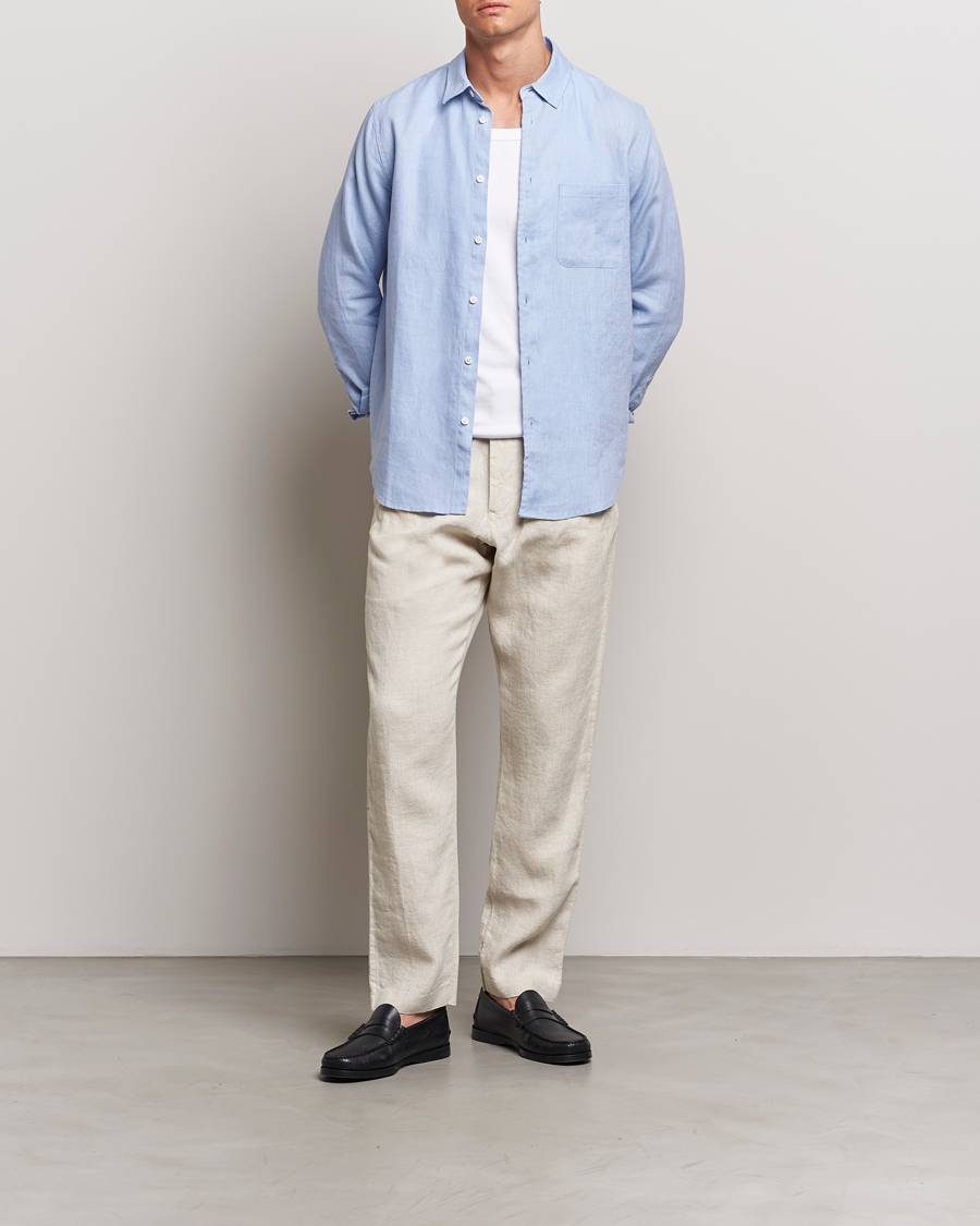 Heren | Broeken | NN07 | Bill Pleated Linen Trousers Oat