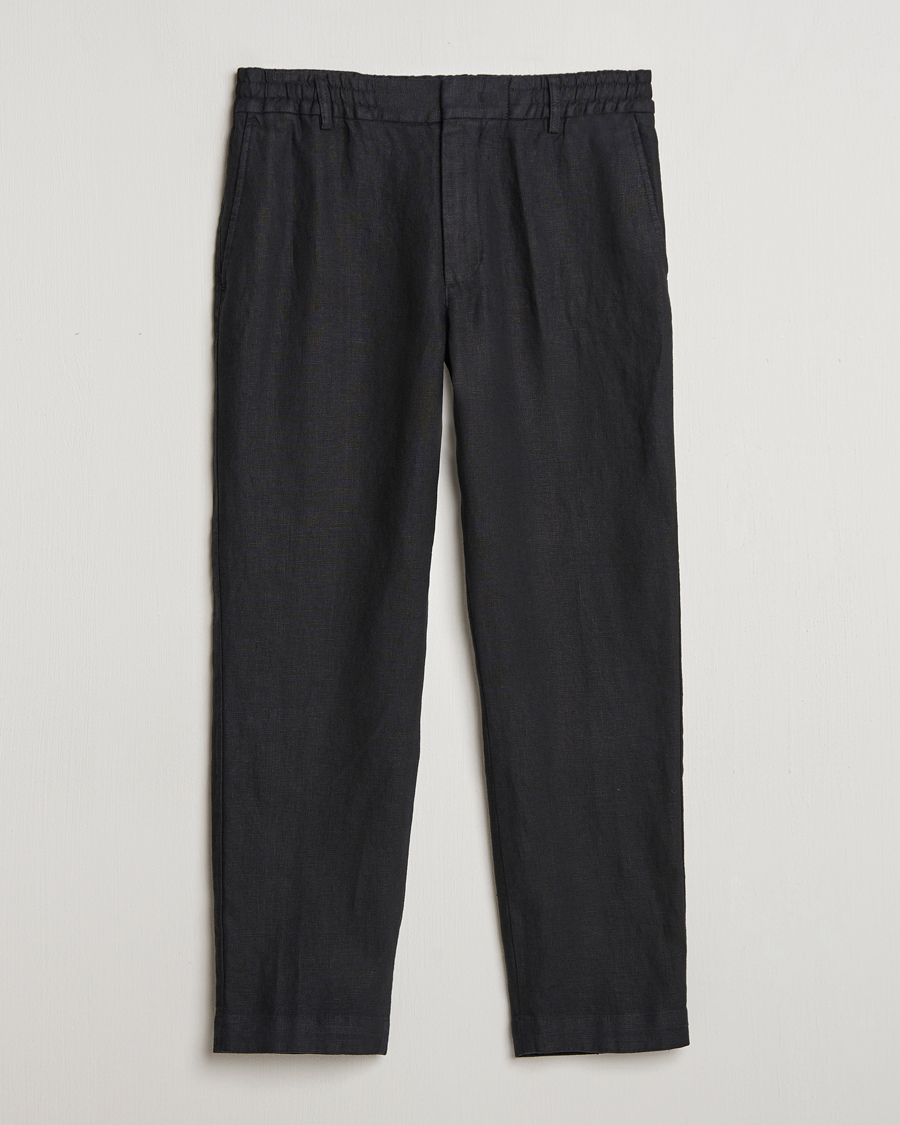 Heren | Broeken | NN07 | Billie Linen Drawstring Trousers Black