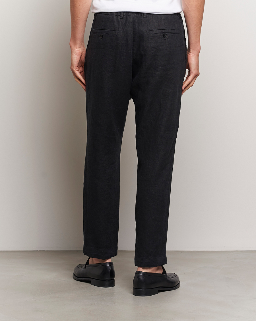 Heren | Broeken | NN07 | Billie Linen Drawstring Trousers Black