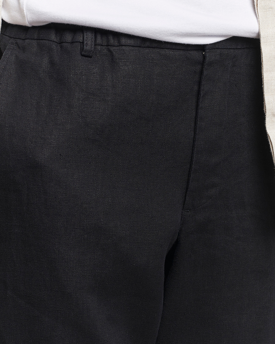 Heren | Broeken | NN07 | Billie Linen Drawstring Trousers Black