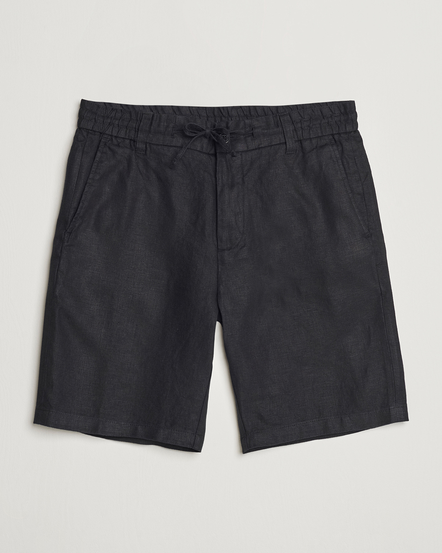 Heren | Korte broek | NN07 | Seb Linen Drawstring Shorts Black
