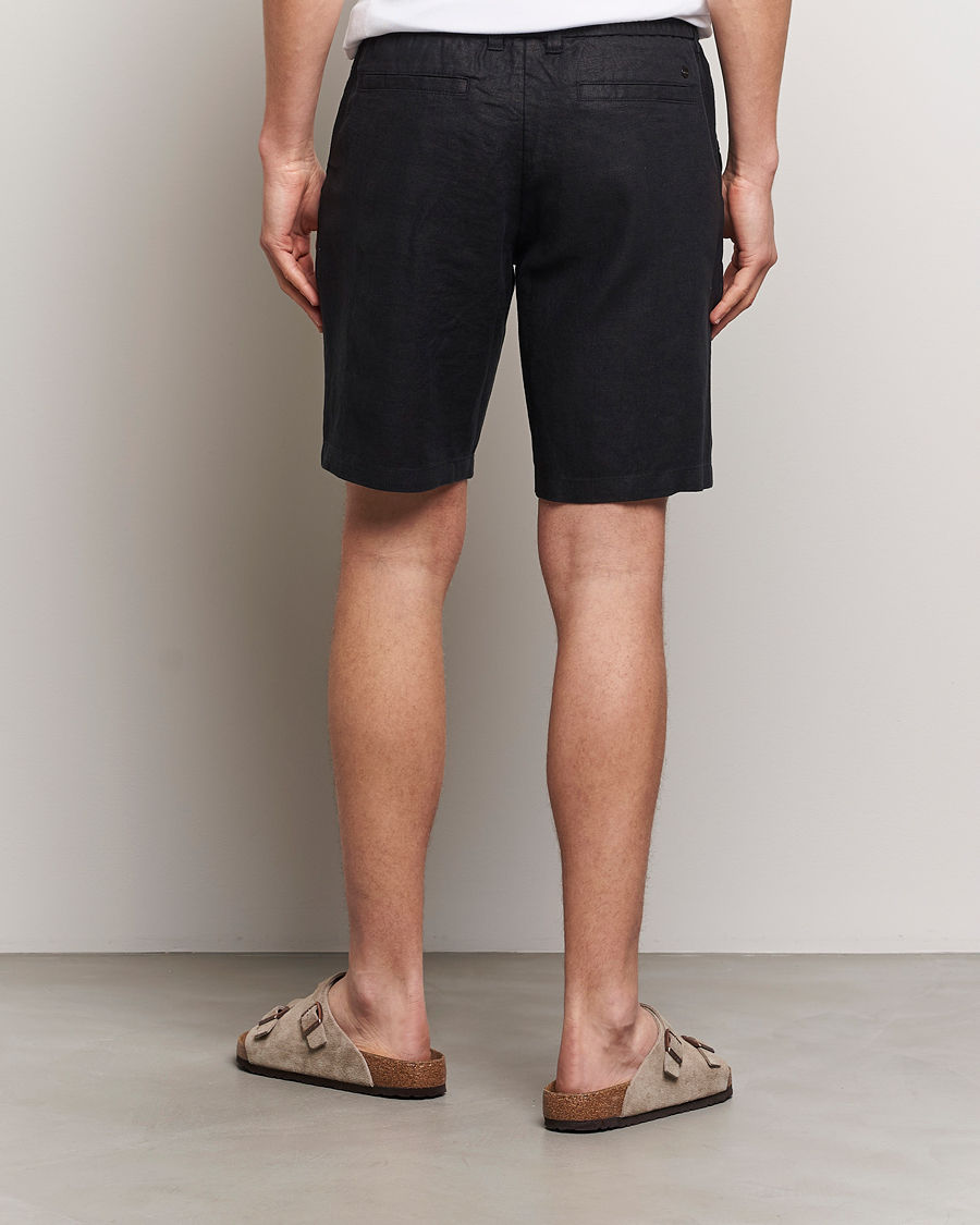 Heren | Korte broek | NN07 | Seb Linen Drawstring Shorts Black