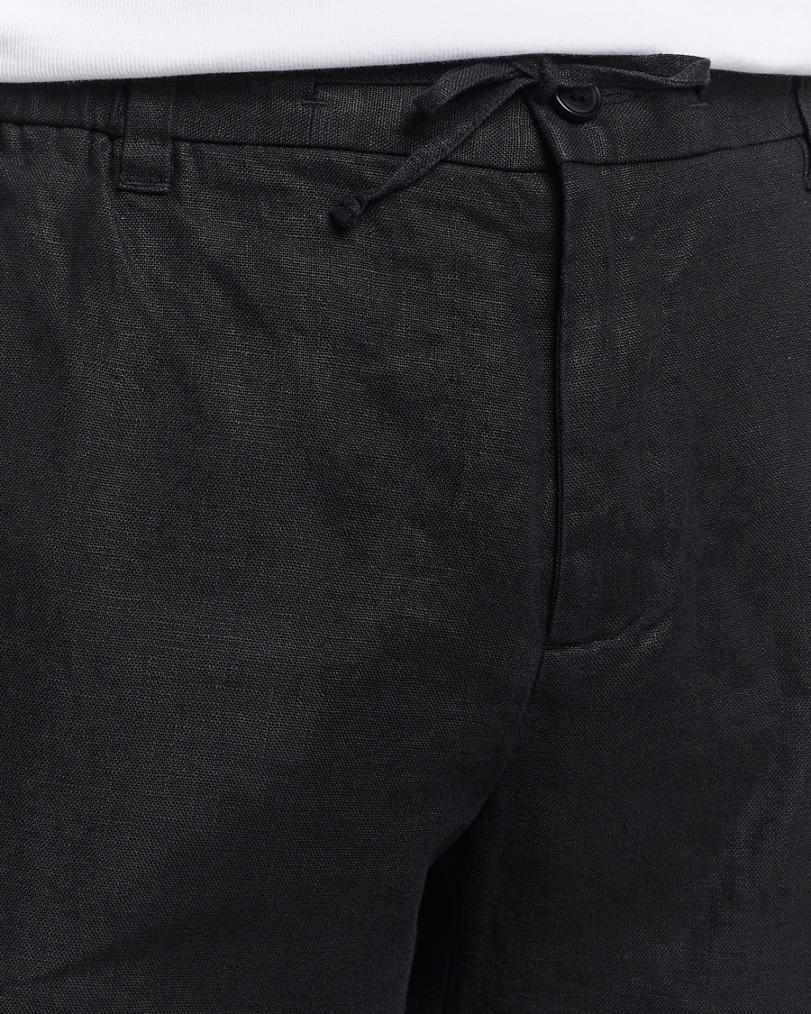 Heren | Korte broek | NN07 | Seb Linen Drawstring Shorts Black