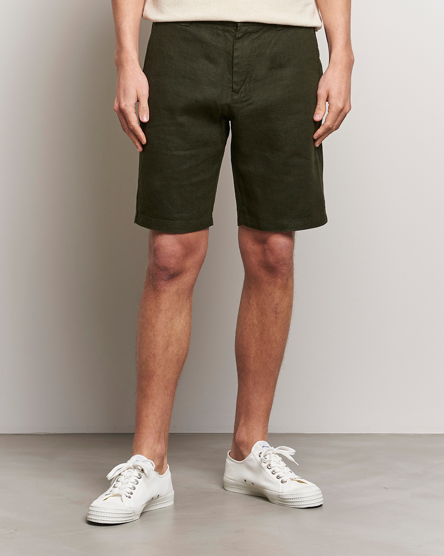 Heren | Linnen shorts | NN07 | Crown Linen Shorts Rosin Green