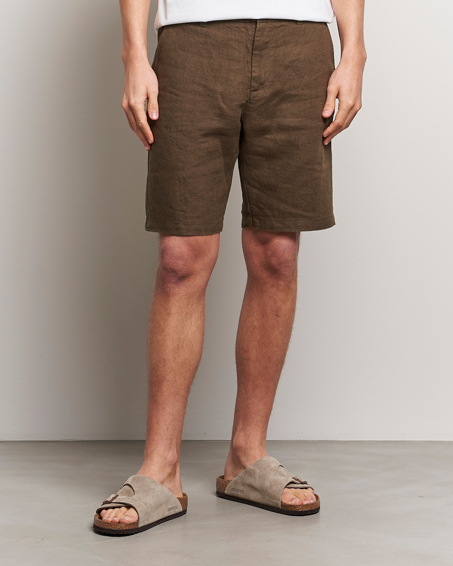 Heren | Linnen shorts | NN07 | Crown Linen Shorts Cocoa Brown