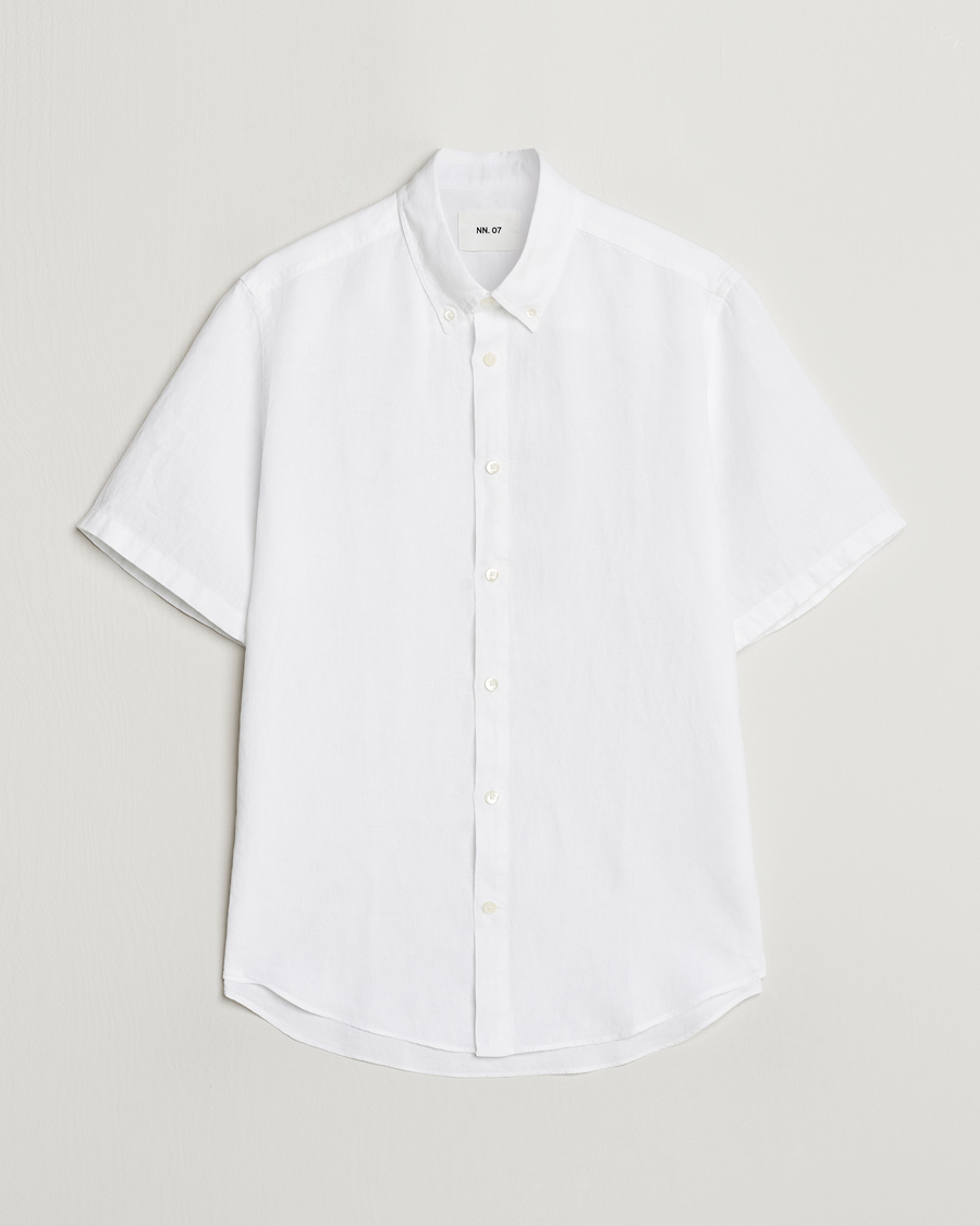 Heren | Overhemden | NN07 | Arne Linen Short Sleeve Shirt White