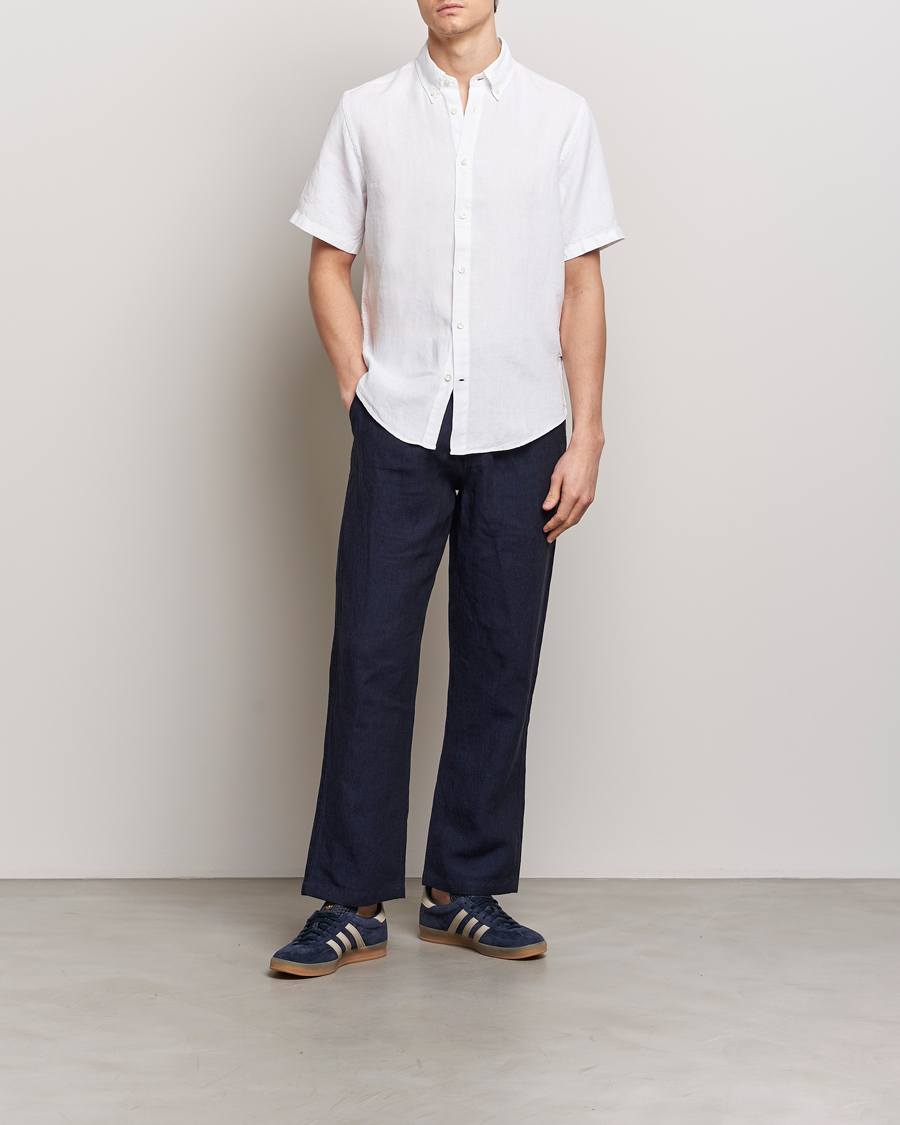 Heren | Overhemden | NN07 | Arne Linen Short Sleeve Shirt White