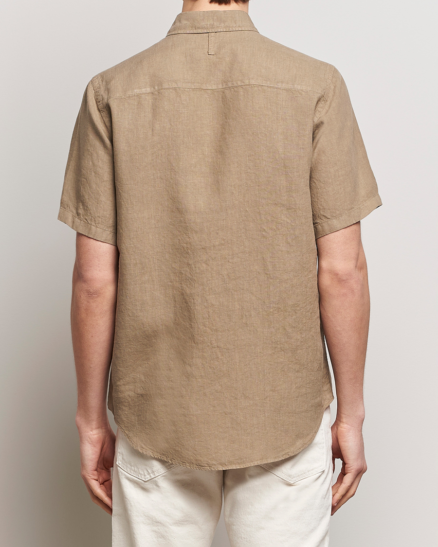 Heren | Overhemden | NN07 | Arne Linen Short Sleeve Shirt Greige