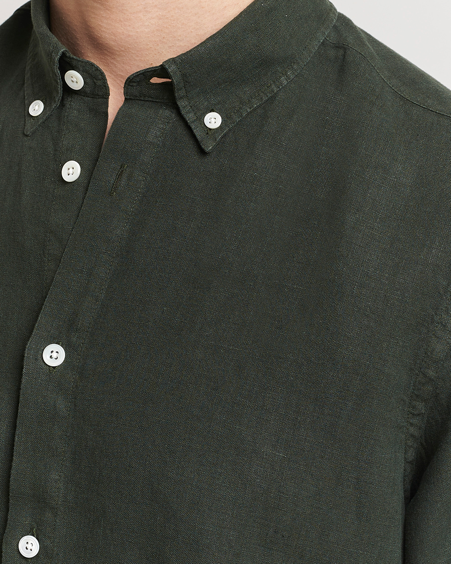 Heren | Overhemden | NN07 | Arne Linen Short Sleeve Shirt Rosin Green